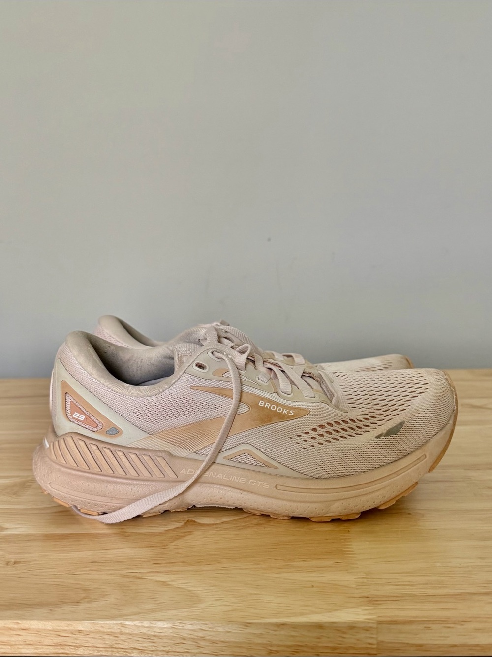 Brooks Women’s Adrenaline GTS 23 Running Shoes in a Peach Colorway